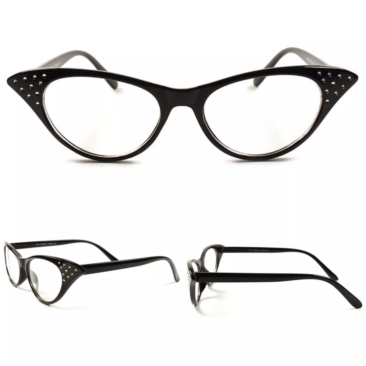 Vintage Cat Eye Black/Clear Glasses