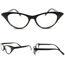 Womens Clear Lens Eye 70s Fashion Celebrity Vintage Cat Eye Glasses Black Frame