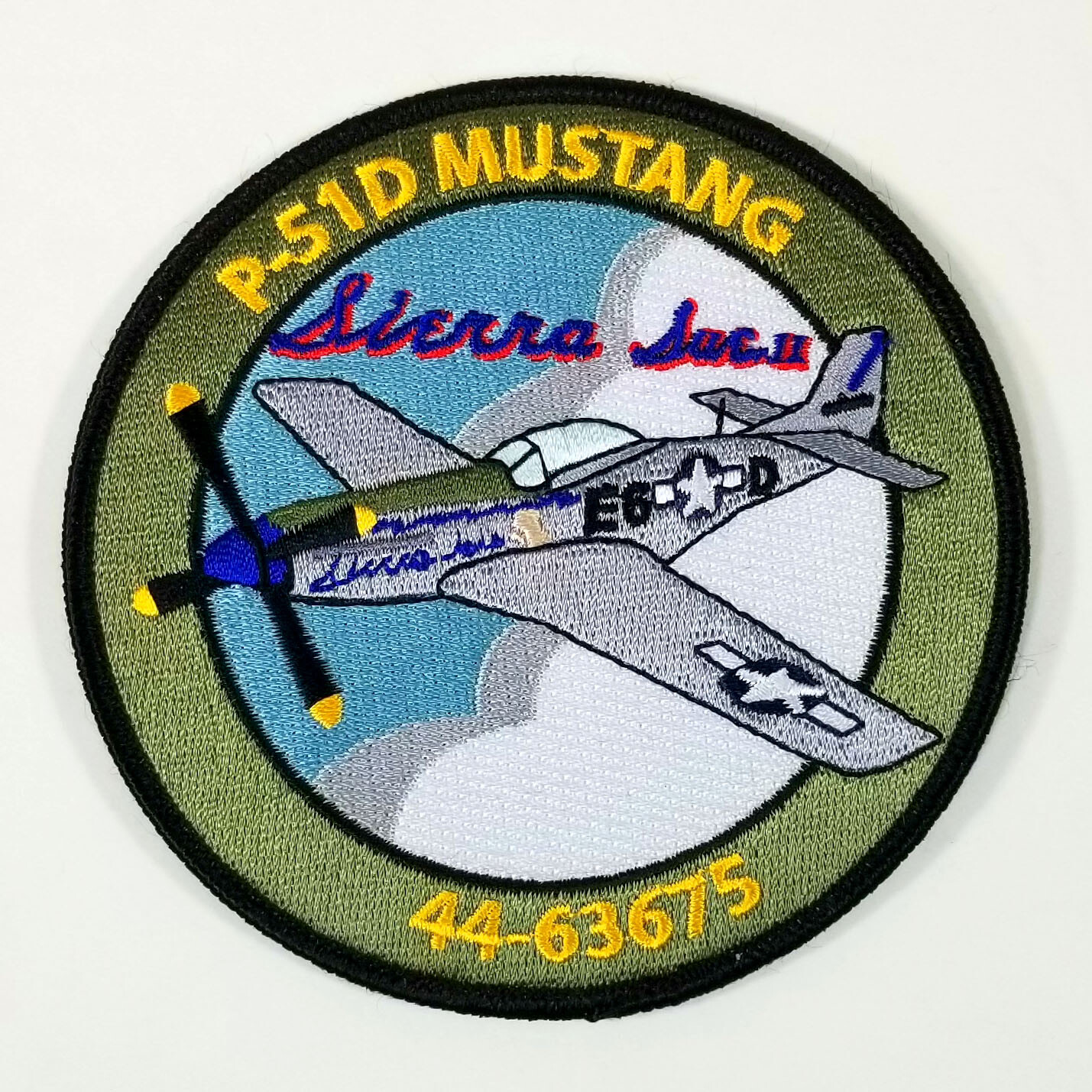 P-51D Mustang 44-63675 Sierra Sue 4 Inch (Stitch-On) Embroidered Patch | WOTN