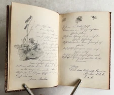 1890s ALBUM AMICORUM - MANUSCRIPT BOOK in GERMAN antique 