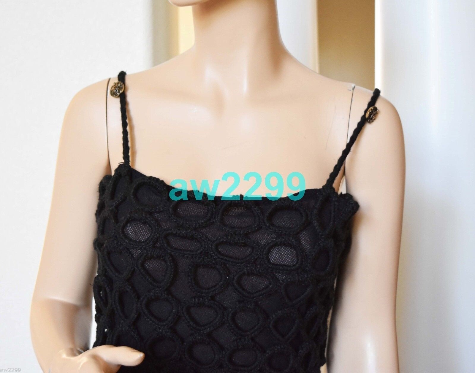 CHANEL 08A AUTHENTIC RARE RING DRESS CC LOGO BUTTON 40 38 MINT BLACK image 8