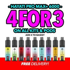 Hayati Pro Max+ 6000 Puffs and Replacement Refills 20mg|Rechargeable Vape |E-Cig