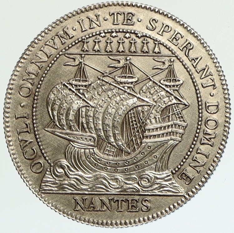 1860-1879 FRANCE Nantes TRADE TOKEN Old SHIP Antique Silver French