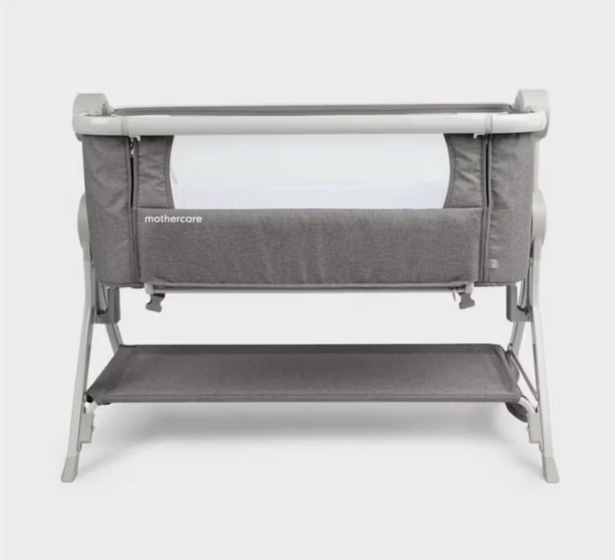 Mothercare Co Sleeper Crib Bedside Baby Standard Folding Portable w/Stand - Grey - Image 2 of 4