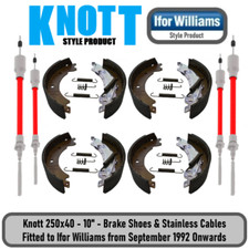 Knott Style Stainless Brake Cable and Shoe Kit for Ifor Williams LM166GB