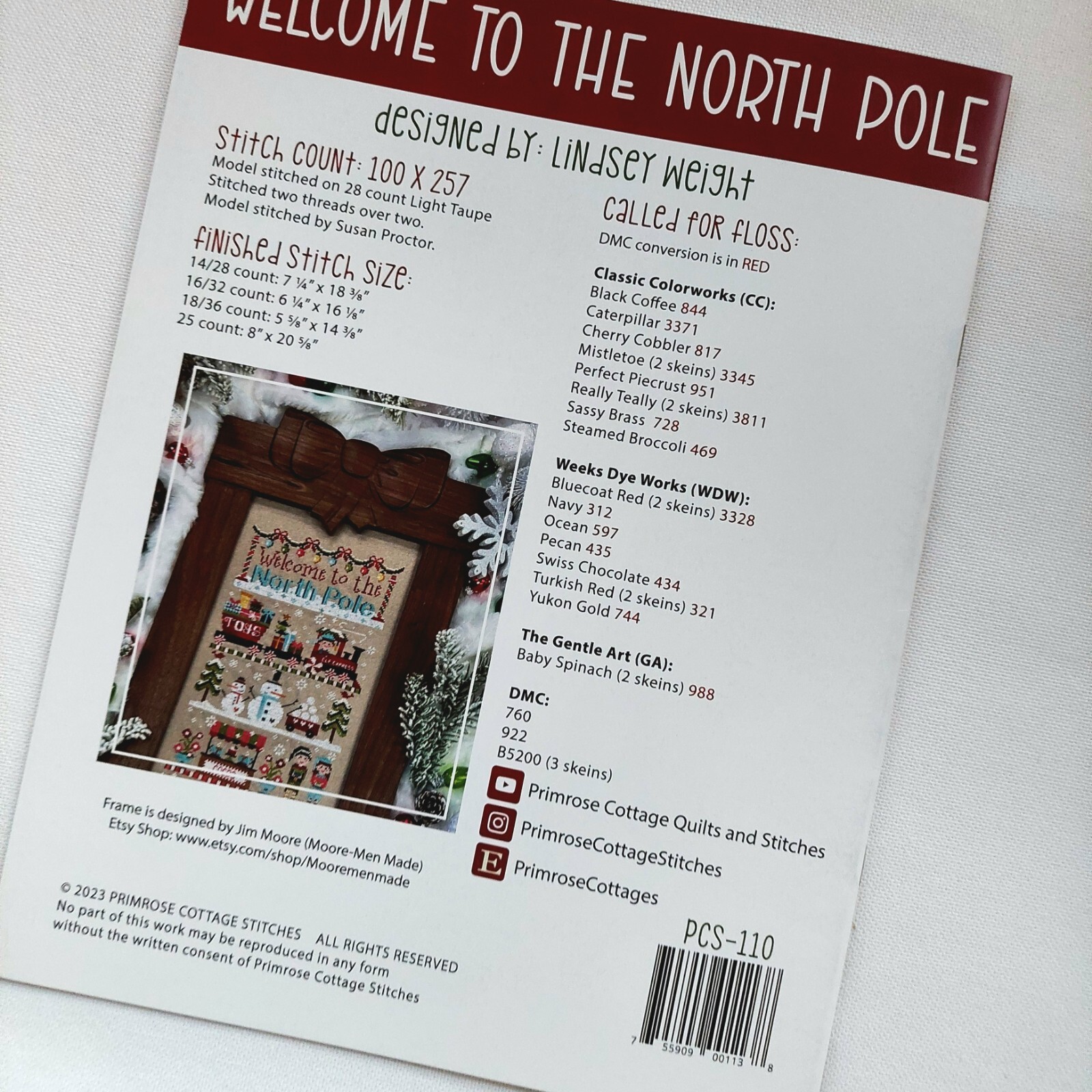 Welcome To The North Pole Christmas Cross Stitch Chart Pattern Primrose Cottage