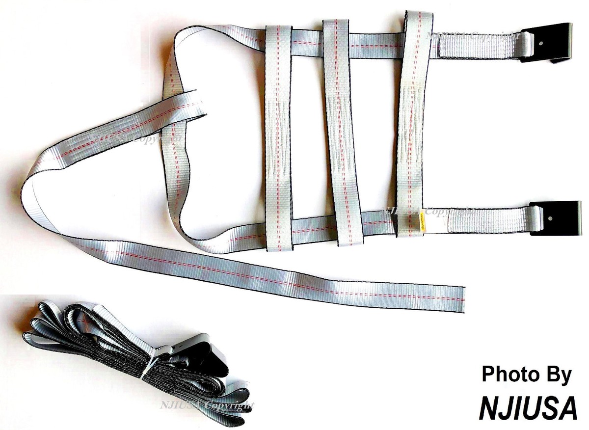 Heavy Duty Adjustable Basket Tie Down Straps With Flat Hooks - Wheel Net Set For Tow Dolly