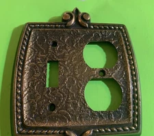 70’s mid century modern light switchplate outlet cover brass antique hardware
