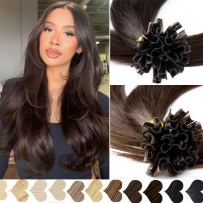 Real Hair Keratin Pre Bonded Nail U Tip Glue 100% Human Hair Extensions Balayage