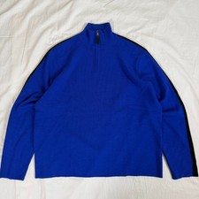 NWOT Vintage Polo Ralph Lauren 100 Wool Quarter Zip Sweater Men's XL Blue