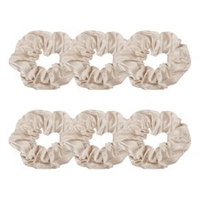 6Pcs Satin Hair Scrunchies Solid Hair Ties Light Brown