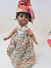 Antique French AA Black Bisque Doll 9” Glass Eyes UNIS France Mold 60 Compo Body