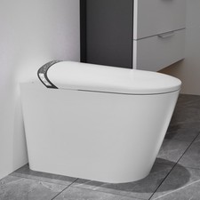 Elongated Smart Toilet with Bidet, Auto Open Seat, Foot Sensor, White