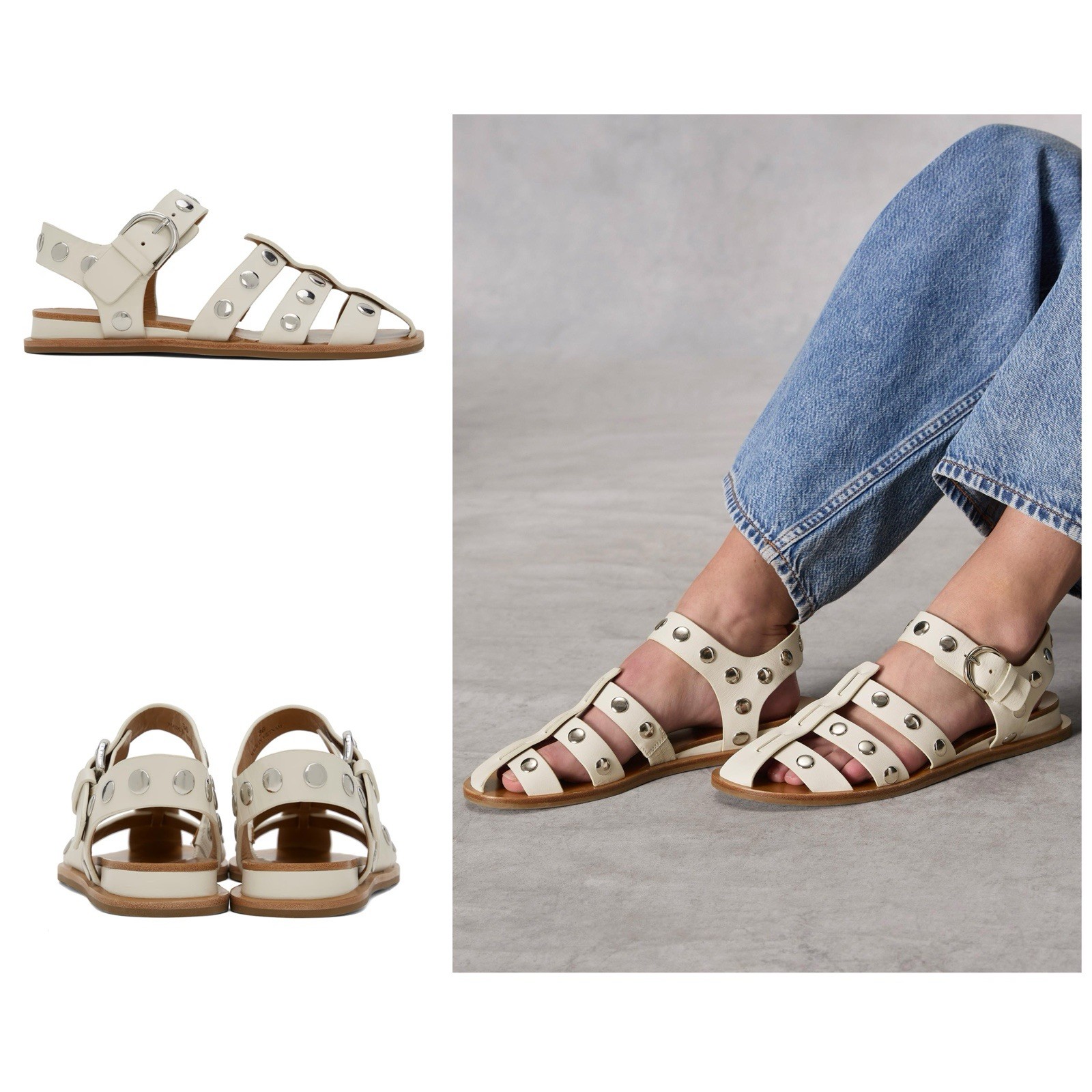 NIB $368 Rag & Bone Beau Fisherman Sandal In Antique White Size: 41 (US 11)