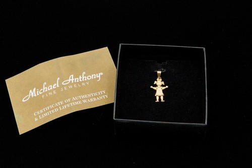 Vintage Michael Anthony 14K Yellow Gold Little Girl Pendant Charm 1g BOX COA
