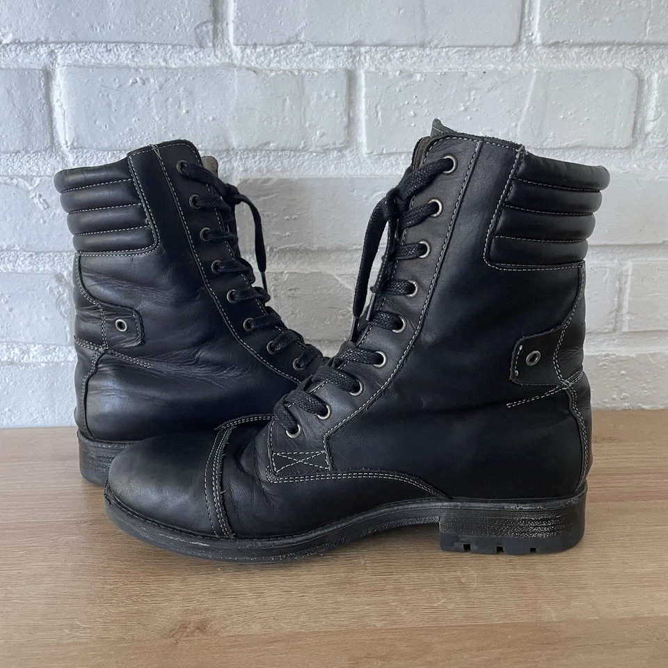Botas Taos para mujer talla 9-9,5 EU 40 Crave de cuero negro con cordones suelas de goma Foto 2 de 4
