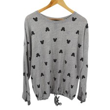 Disney Mickey Mouse All Over Print Gray Long Sleeve Sweatshirt Women's Large