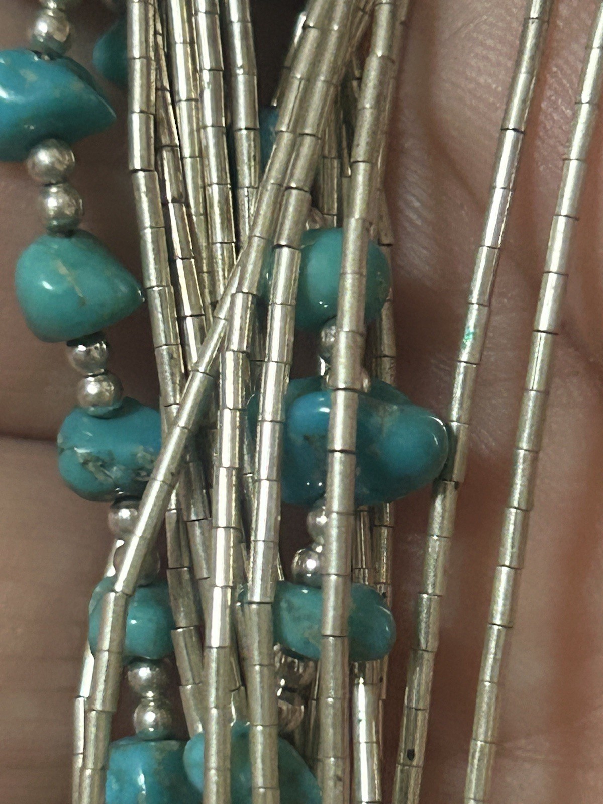 Native Sterling Turquoise Signed Multi strand Nec… - image 15