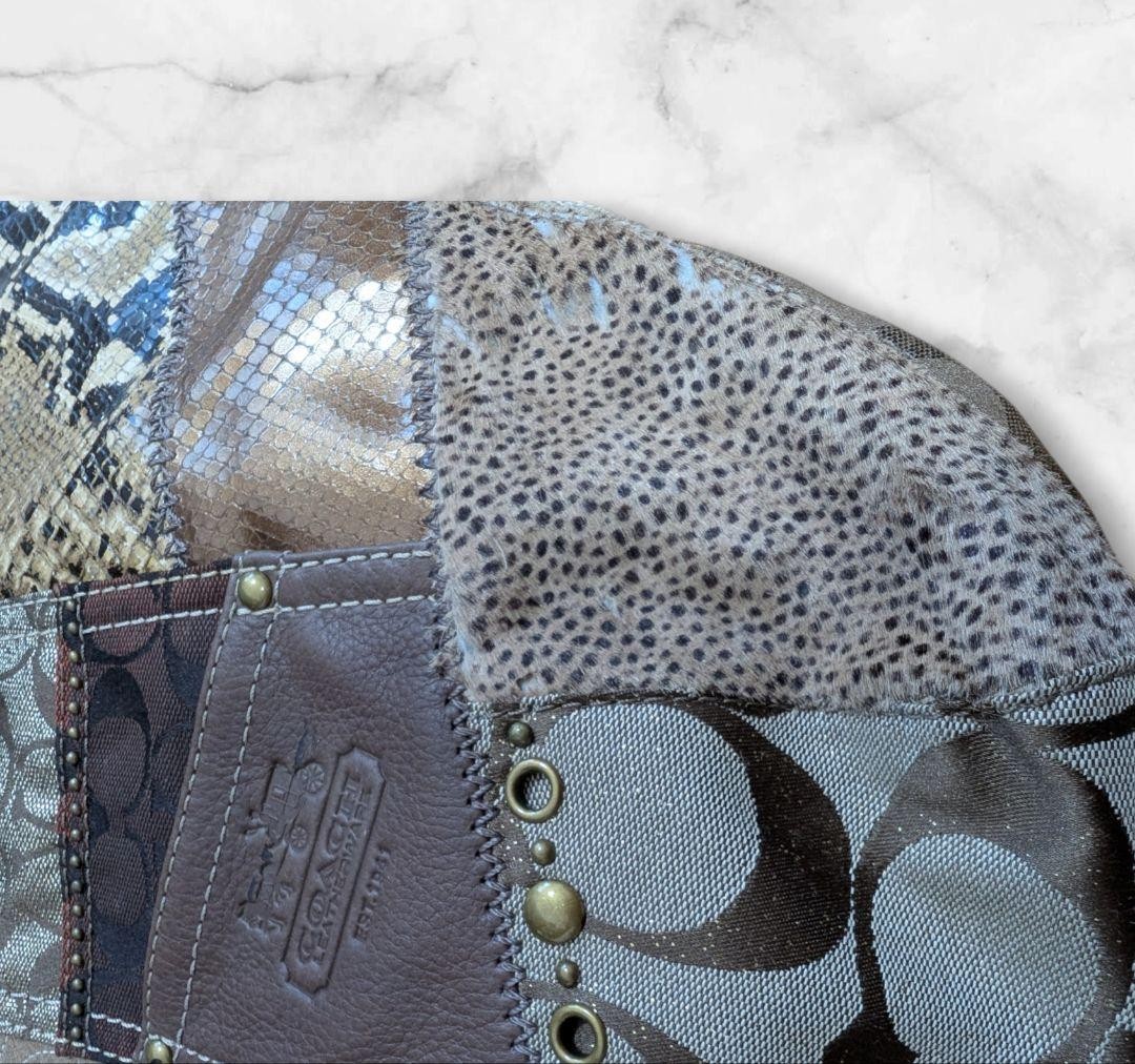 Coach Patchwork Leopard Print Leather Canvas Shou… - image 11