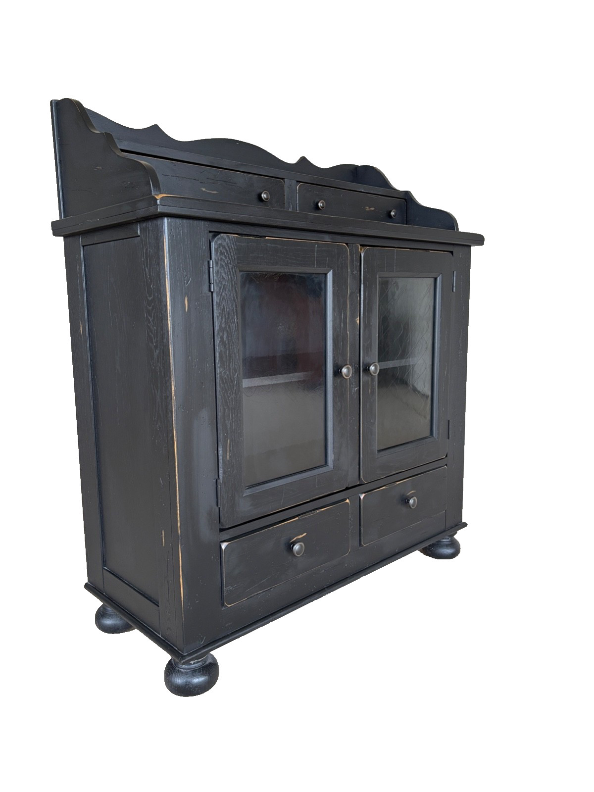 BROYHILL ATTIC HEIRLOOOMS EBONIZED OAK JELLY CUPBOARD - HUTCH