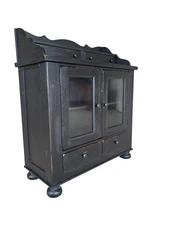 BROYHILL ATTIC HEIRLOOOMS EBONIZED OAK JELLY CUPBOARD - HUTCH