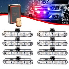 Car 8 In 1 32 Led Red Blue Police Strobe Flashing Light Dash Emergency Warnin...