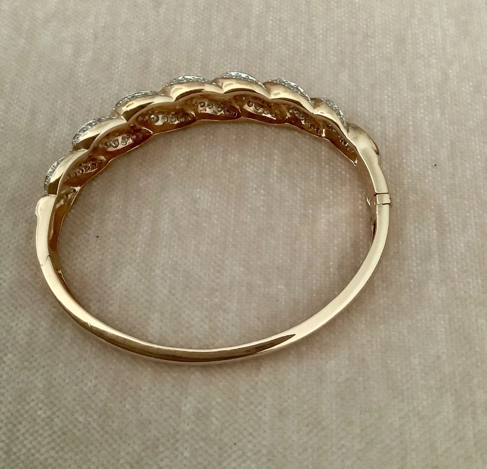Victoria Wieck CZ Braid Design 925 STS w 18K Rose Gold Vermeil Bangle Bracelet S - Image 4 of 4