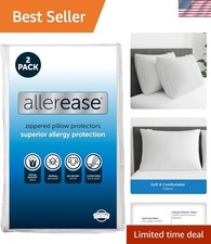Set of 2 Standard/Queen AllerEase Pillow Protectors - Moisture Wicking, Advan...