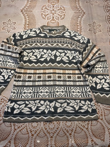 Vintage Dana Scott Fall Collection Knit Sweater Mens Large Fair Isle Pattern