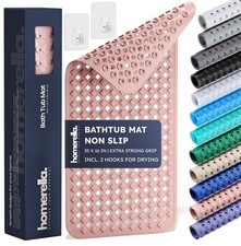   Bathtub Mat Non Slip 35x16, Incl. Hooks for Drying, Extra Long, 100 BPA Fr...