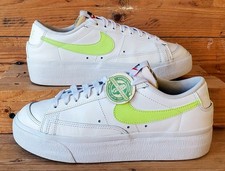 Nike Blazer Platform Low Leather Trainers UK4.5/US7/EU38 DJ0292-102 White/Lime
