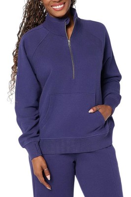 LOGO by Lori Goldstein Women's Half Zip Terry Sweatshirt Astral Aura