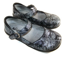 Alegria Paloma Shoes Womens Size 40 Black Silver Mary Jane Leather Work Nursing