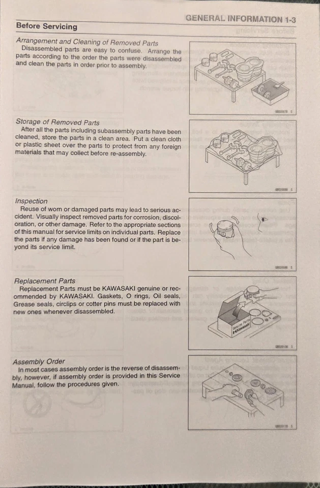 Manual de reparación de servicio OEM Kawasaki Ninja ZX6R ZR6RR 2003 2004 P/N 99924-1311-03 Foto 4 de 4