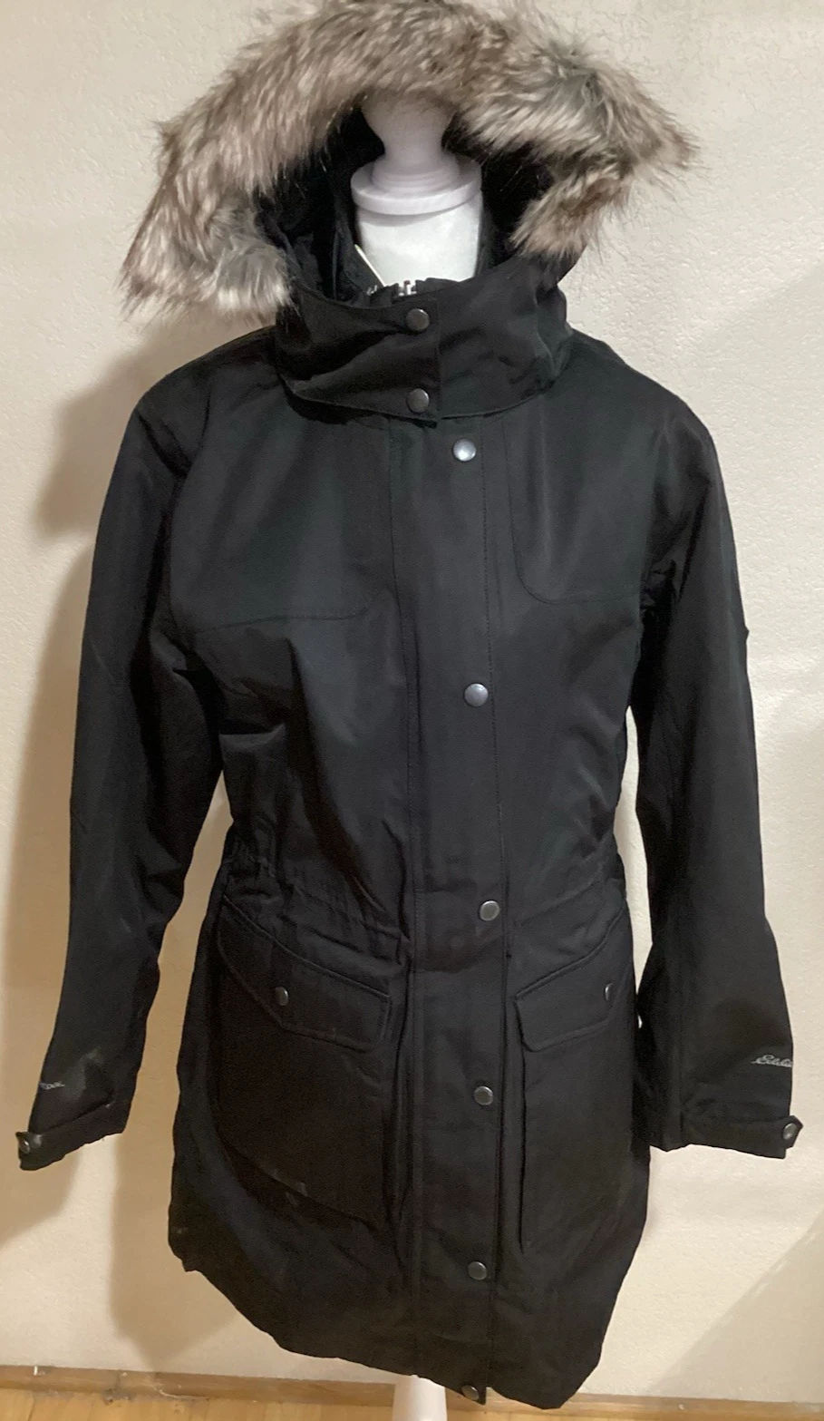 EDDIE BAUER Women's Faux Fur Hooded Lined Insulated Jacket [Large] NEW W/TAGS