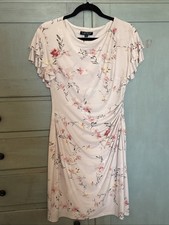 Lauren Ralph Lauren Latoya Floral Ruffle Sleeve Ruched Side Womens Dress Size 10