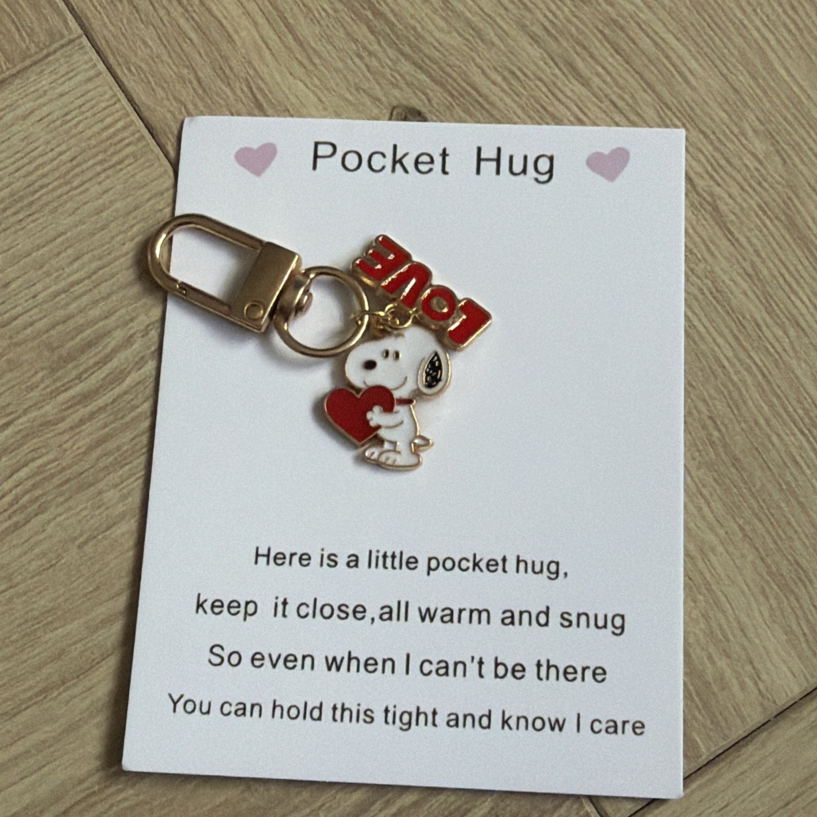 Snoopy in love heart bag charm pendant keyring attachment gift pocket hug chain image 3