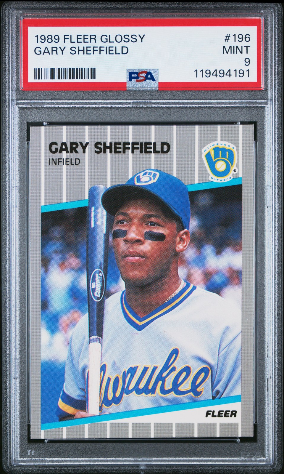 1989 Fleer Glossy Gary Sheffield #196 PSA 9