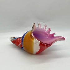 Murano Style Glass Sea Snail Shell, Hand Blown Art Glass, Vintage Beach Decor
