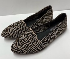 Skechers Cleo Animal Print Washable Stretch Knit Memory Foam Comfort Flats Sz 8