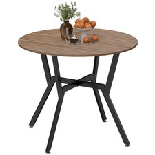 HOMCOM Small Kitchen Table with Black Steel Legs, Dining Table, Brown