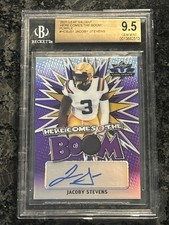 2021 Leaf Valiant - Jacoby Stevens AUTOGRAPH HERE COMES THE BOOM /25 - BGS 9.5