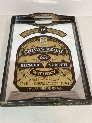 Vintage Chivas Regal Blended Scotch Whisky Mirrored Serving Tray 11.5 x16.25 