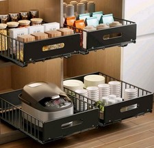 4 pack Peel and Stick Pull Out Black Cabinets Drawers 15inch x 9.5inch x3inch