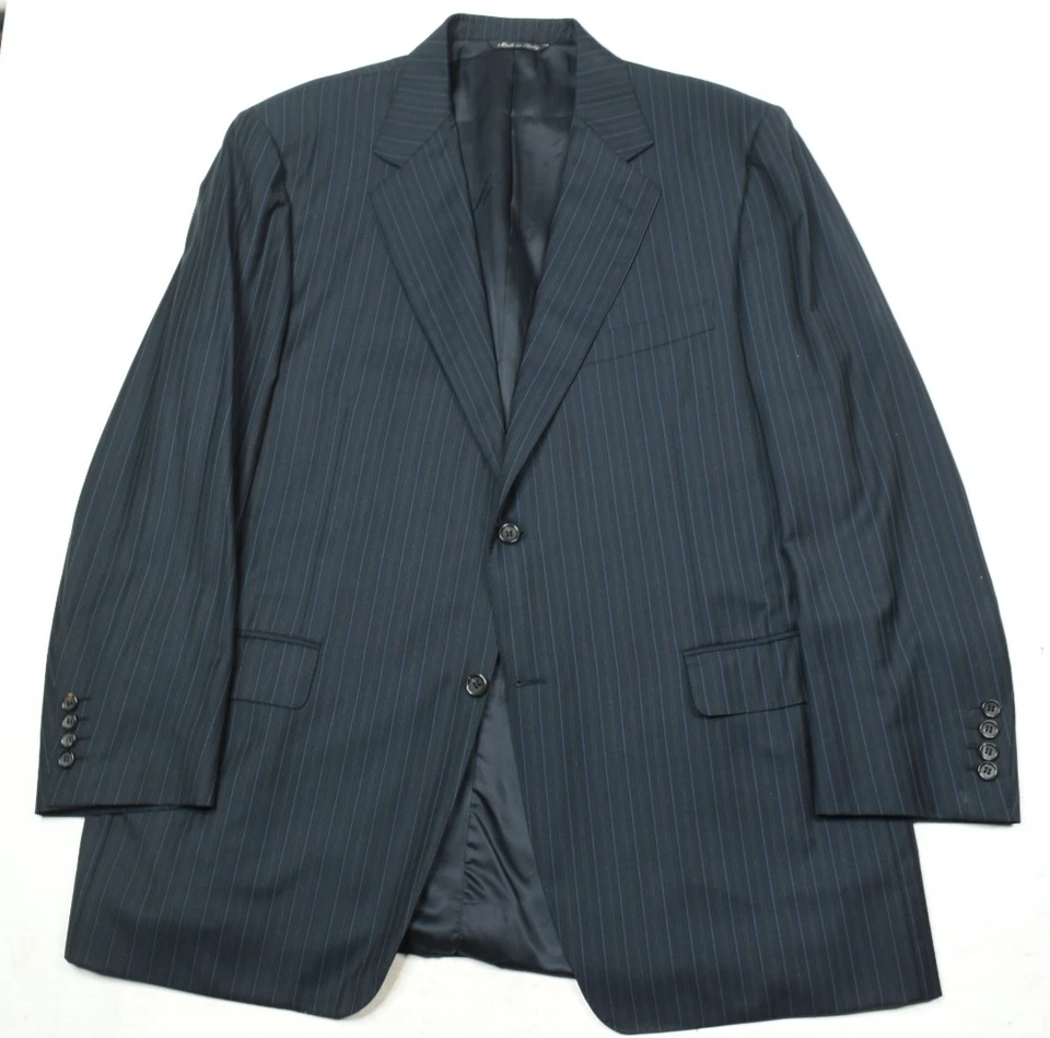 Canali EXCLUSIVE Suit Mens 46R Blue Striped Wool Super 150s Two-Button Classic - Image 3 of 4