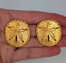 Women's Vintage Gold Tone Sand Dollar Twisted Rope Post Earrings
