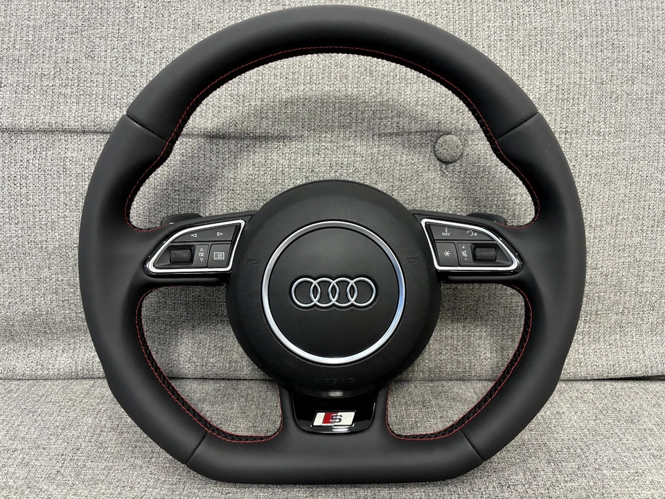 Audi A6 S6 RS6 C7 A7 S7 4G A8 S8 Q5 Q7 4L Flat Bottom Steering Wheel With Paddle - Image 2 of 4