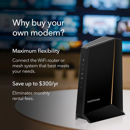 NETGEAR Nighthawk CM3000 DOCSIS 3.1 Mid/high-Split Cable Modem,Black-Refurbished - Afbeelding 6 van 9