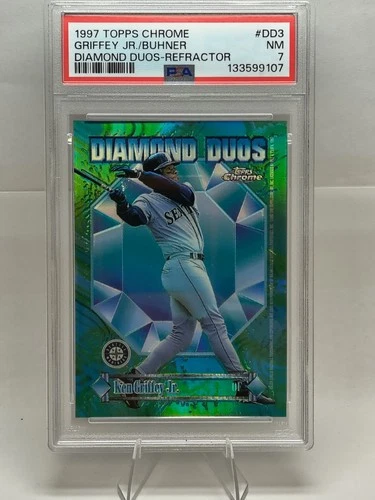 Ken Griffey Jr Jay Buhner 1997 Topps Chrome Diamond Duos Refractor PSA 7 DD3 💎