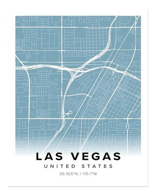 Las Vegas Stadtplan Wandbild Poster, Modern Urban Design Fine Art Print